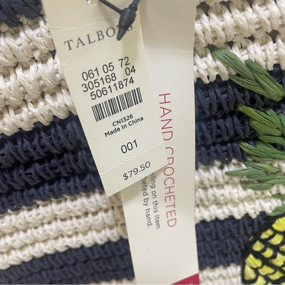 TALBOTS Hand Crocheted Paper Straw Stripes and Pineapple Clutch Handbag-NWT - Picture 4 of 10